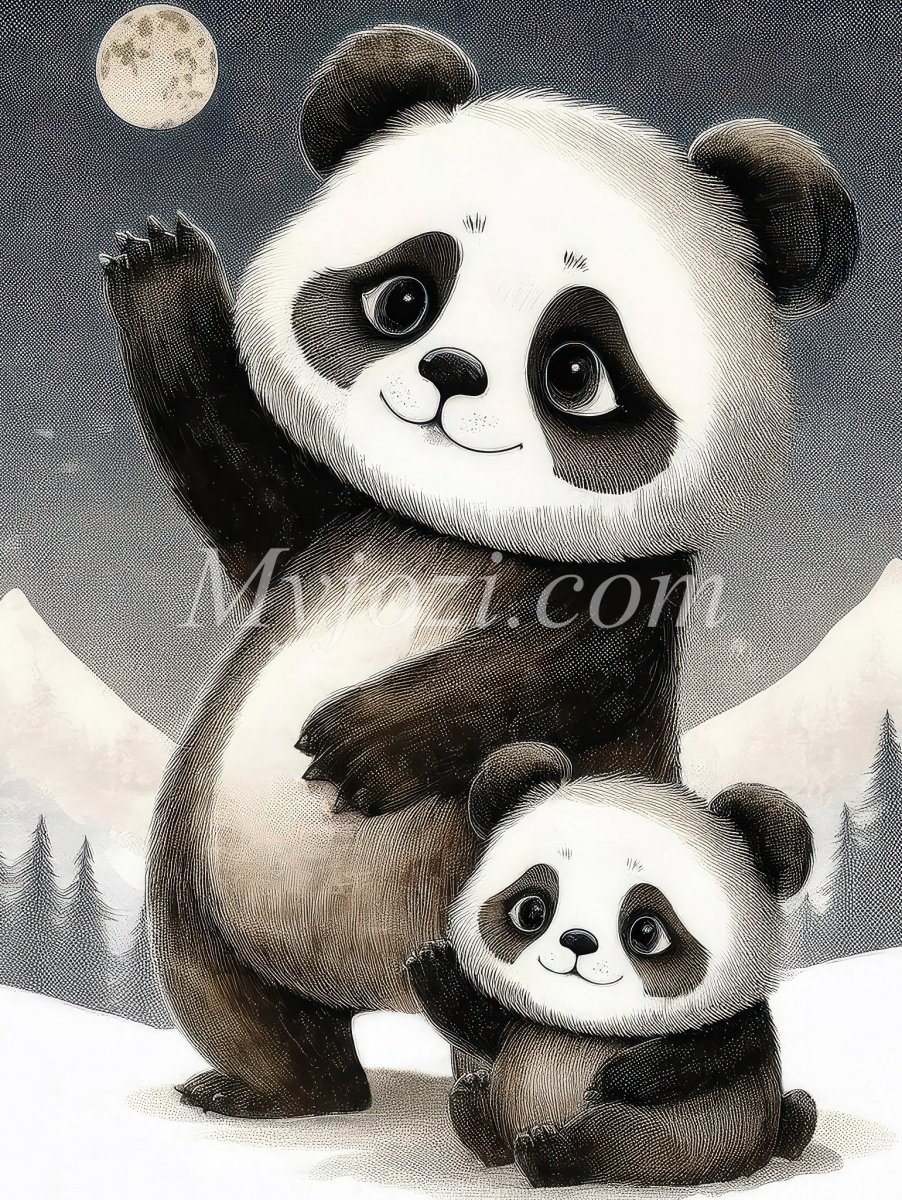 Barnposter Pandafamilj - Pandor i Snö - Bild 3
