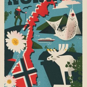 Norwegian treasures Norway travel poster as post card